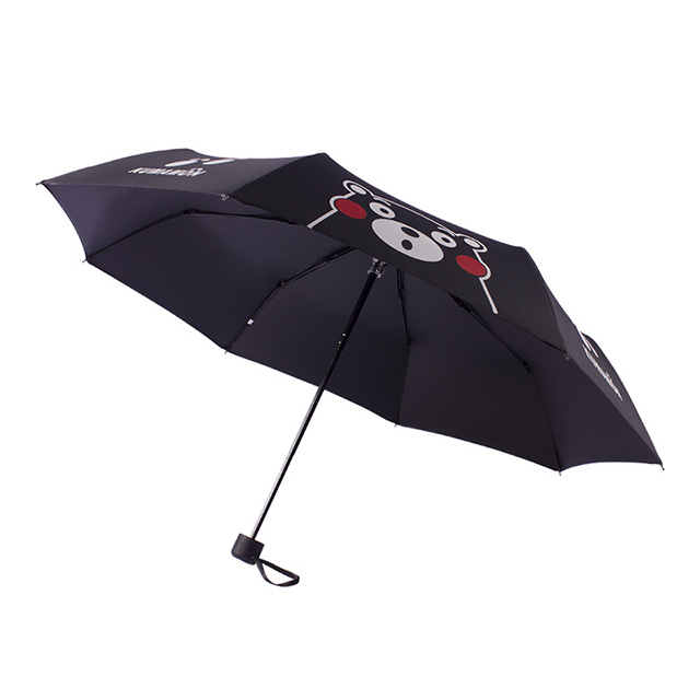 Umbrella manufacturers wholesale three fold black rubber folding umbrella