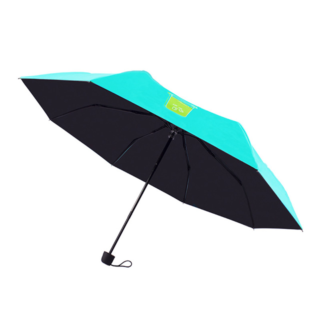 Advertising umbrella factory spot wholesale 21 inch black plastic sunscreen tri-fold umbrella_Shenzhen JingMingXin Umbrella Products Co., Ltd.